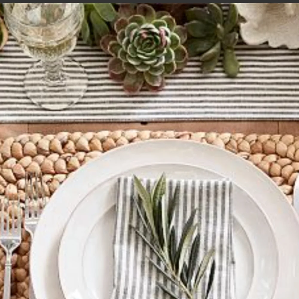 NWT Pottery Barn Wheaton Stripe Linen/Cotton Table Runner 18
